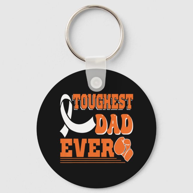 Toughest Dad Ever  Leukaemia Cancer Awareness  Keychain (Front)