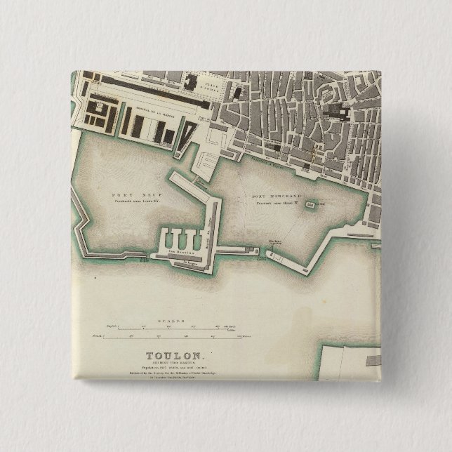 Toulon 2 Inch Square Button (Front)
