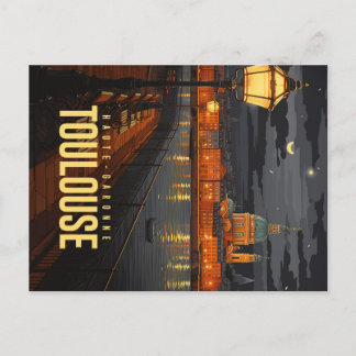 Toulouse at night postcard