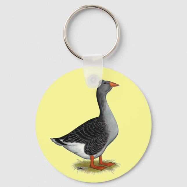 Toulouse Goose Tufted Keychain (Front)