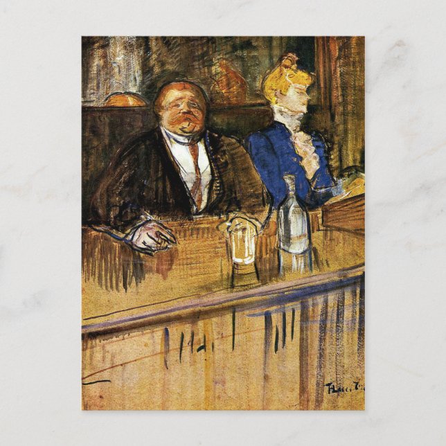 Toulouse-Lautrec - At the Cafe, the Customer Postcard (Front)