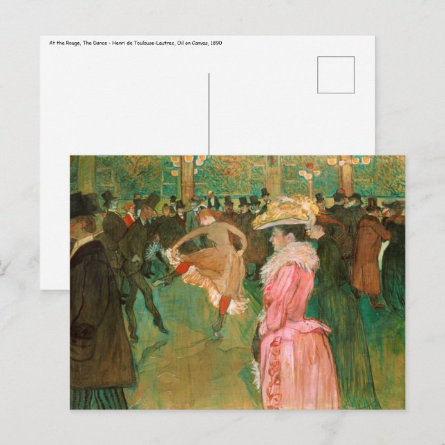 Toulouse-Lautrec - At the Rouge, The Dance Postcard (Front/Back)
