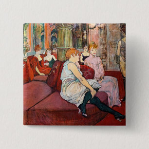 Toulouse-Lautrec - At the Salon, rue des Moulins 2 Inch Square Button