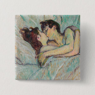 Toulouse-Lautrec - In Bed, The Kiss 2 Inch Square Button