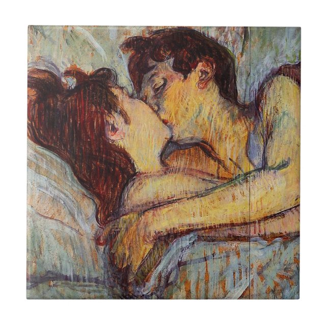Toulouse-Lautrec In Bed The Kiss Tile (Front)