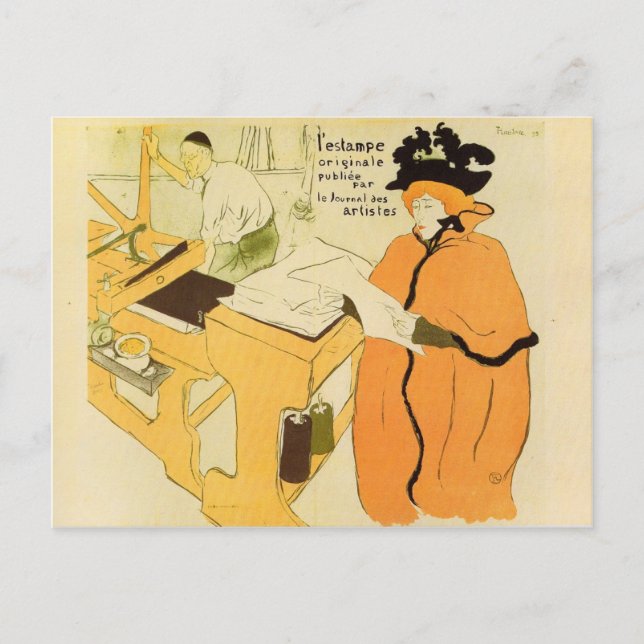 Toulouse-Lautrec - Jane Avril checking a print sam Postcard (Front)