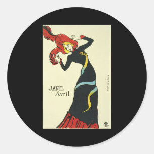 Toulouse-Lautrec Jane Avril Classic Round Sticker