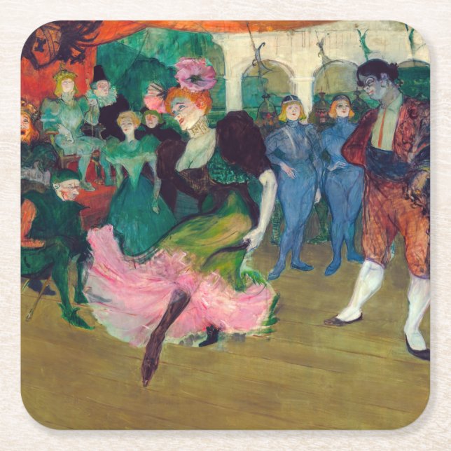 Toulouse-Lautrec - Marcelle Lender, Dancing Bolero Square Paper Coaster (Front)