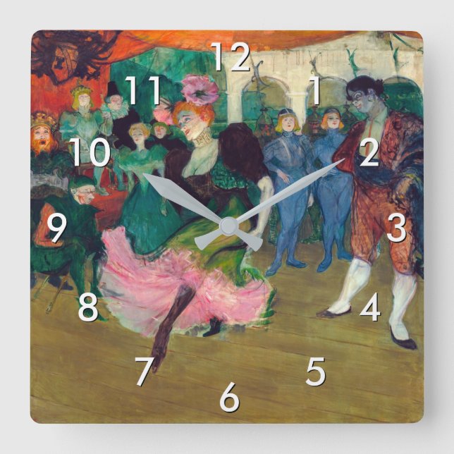 Toulouse-Lautrec - Marcelle Lender, Dancing Bolero Square Wall Clock (Front)