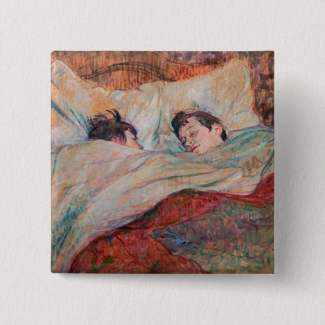 Toulouse-Lautrec - The Bed 2 Inch Square Button (Front)