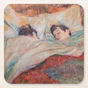 Toulouse-Lautrec - The Bed Square Paper Coaster