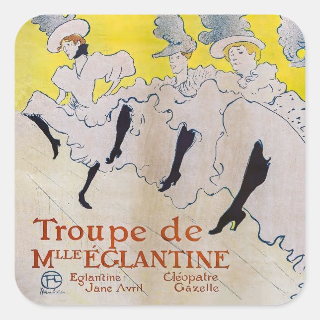 Toulouse-Lautrec - Troupe de Mlle Eglantine Square Sticker (Front)