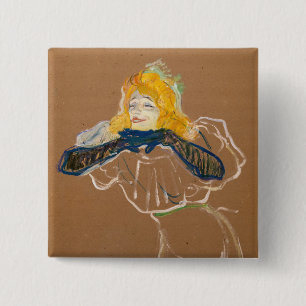Toulouse-Lautrec - Yvette Guilbert Singing 2 Inch Square Button