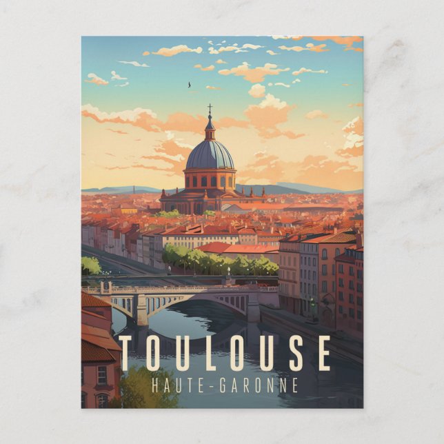 Toulouse Poster - France - illustration Postcard (Front)
