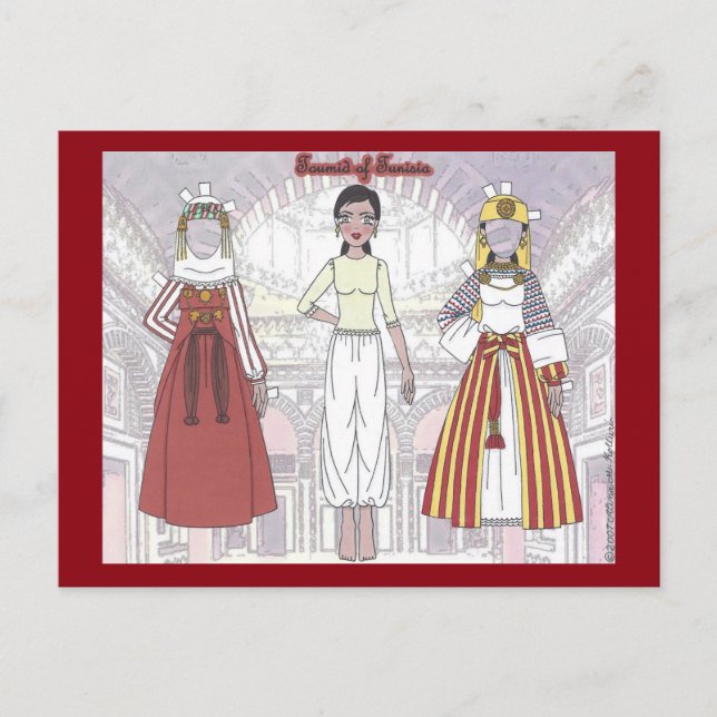Toumid of Tunisia Paper Doll Postcard (Front)