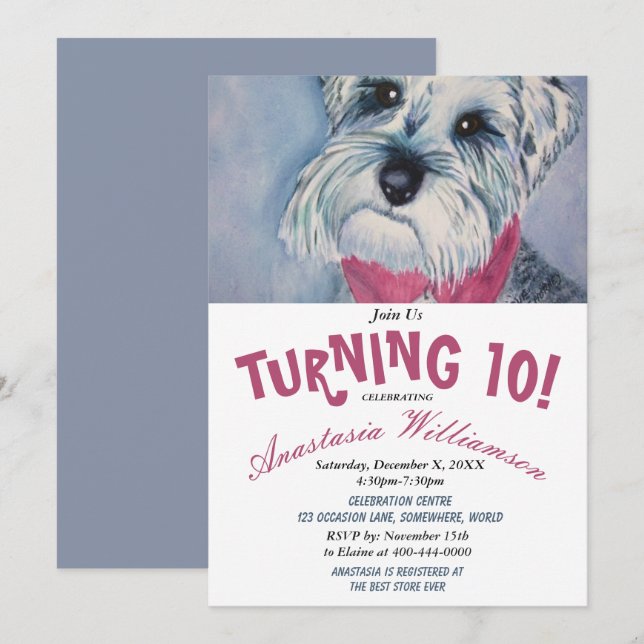 TOUR 10 INVITATION DE FÊTE D'ANNIVERSAIRE (Devant / Derrière)