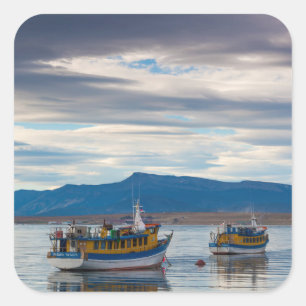 Tour boats on Seno Ultima Esperanza bay Square Sticker