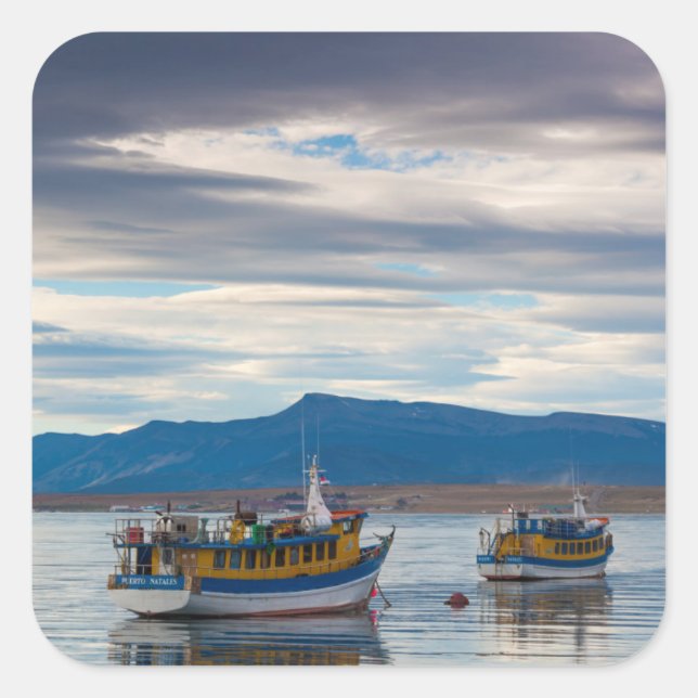 Tour boats on Seno Ultima Esperanza bay Square Sticker (Front)