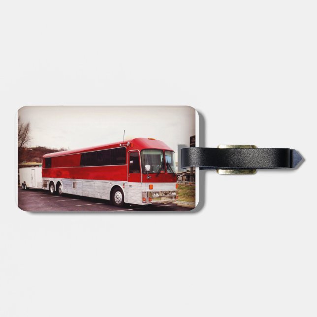 Tour bus leather tag luggage (Back Horizontal)