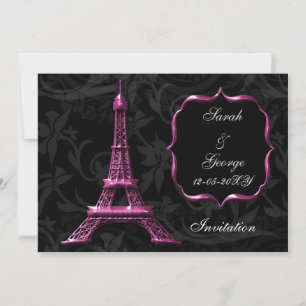 tour chic beffroi rose Paris faire-part de mariage