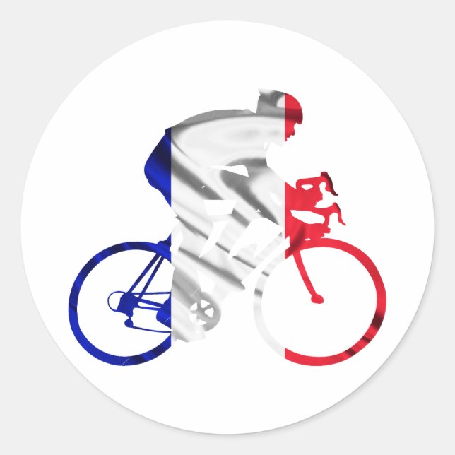 Tour de france cyclist classic round sticker (Front)