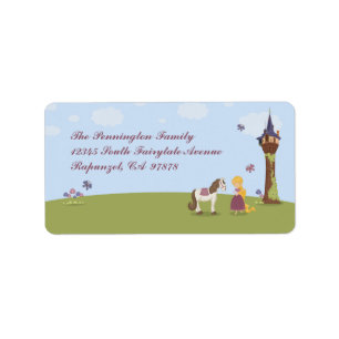 Tour de rapunzel et étiquette de adresse mignons