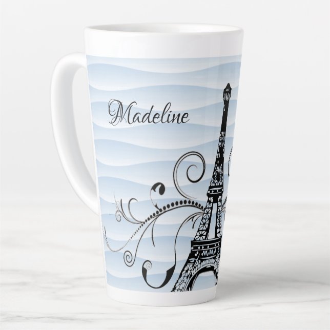 Tour Eiffel bleu Flourdissant Latte Mug (Angle gauche)