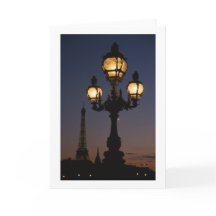Tour Eiffel Carte de voeux pliée en blanc