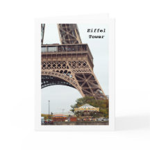 Tour Eiffel Carte de voeux pliée en blanc