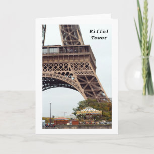 Tour Eiffel Carte de voeux pliée en blanc