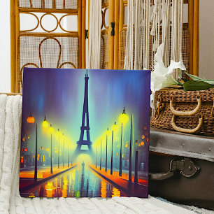 Tour Eiffel colorée en toile de nuit