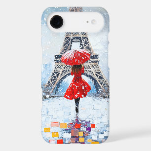 Tour Eiffel de Paris Romance d'hiver Parapluie Rou