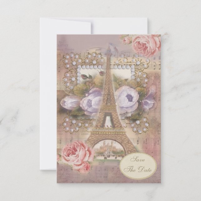 Tour Eiffel Florale Shabby Chic Cartes de Faire-Pa (Devant)