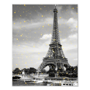 Tour Eiffel, France - Black/ Faux Gold Sprinkle Photo Print