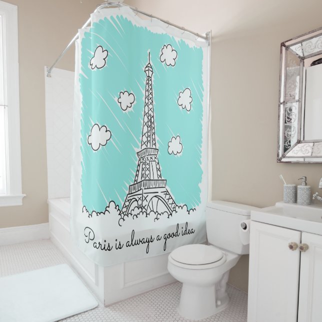 Tour Eiffel Illustration rideau de douche personna (En situation)