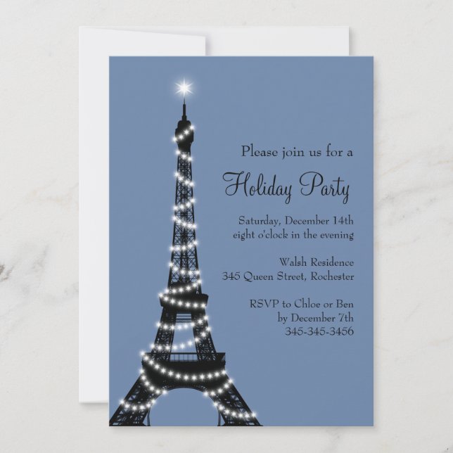 Tour Eiffel Invitation bleu (Devant)