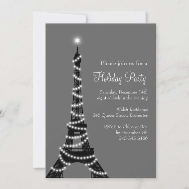 Tour Eiffel Invitation gris (Devant)