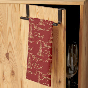 Tour Eiffel Joyeux Noel Serviette de cuisine