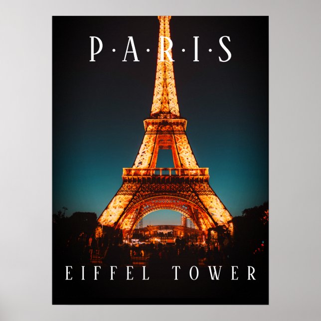 Tour Eiffel La Nuit, Paris, Poster Noir (Devant)