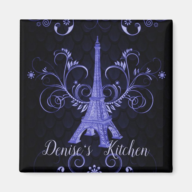 Tour Eiffel Magnet de torrents floraux violets (Devant)