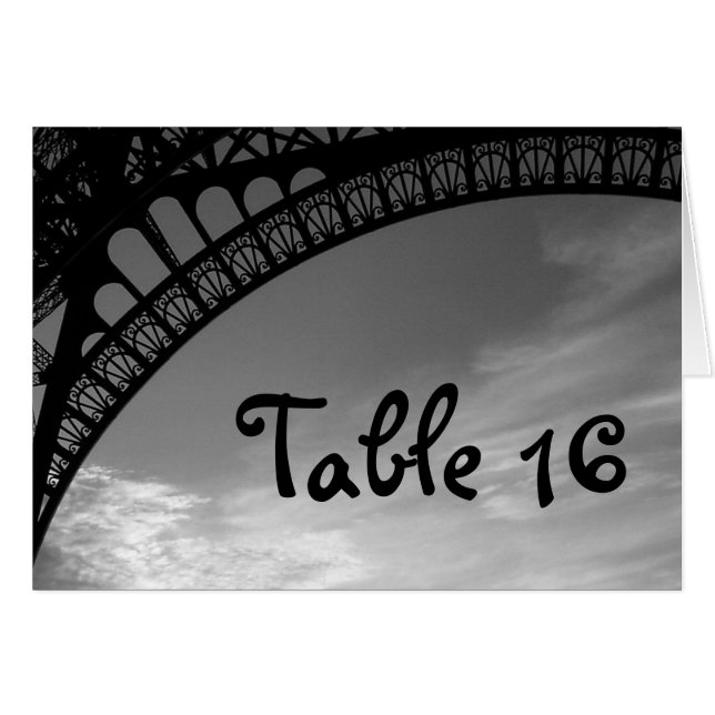 Tour Eiffel Mariage Carte Numéro de Table (Devant Horizontal)