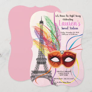 Tour Eiffel Masquerade Sweet 16 Invitation