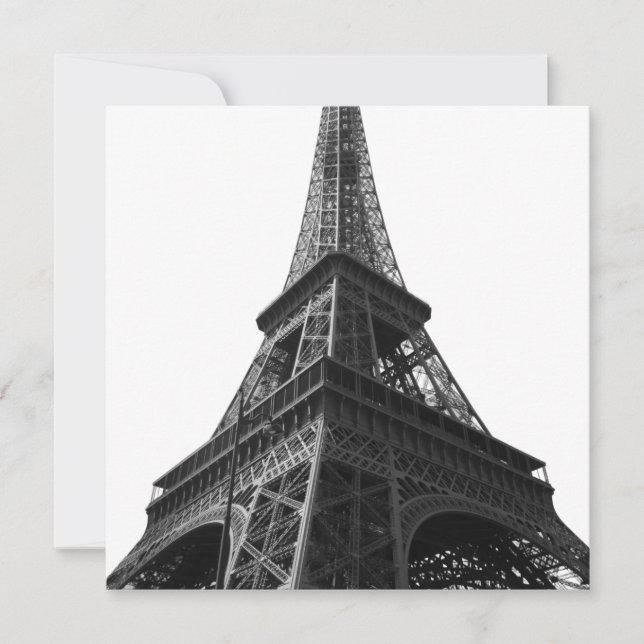 Tour Eiffel Noir Blanc Paris Europe Carte de voyag (Devant)
