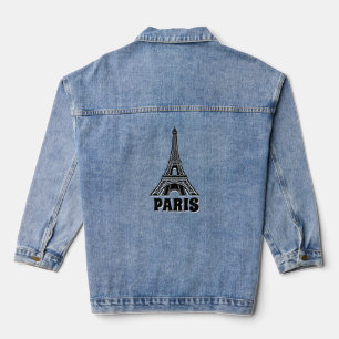 Tour Eiffel Paris Design Denim Veste