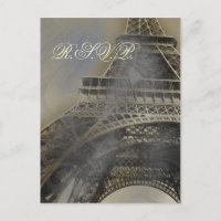 tour eiffel Paris Française Mariage carte rsvp