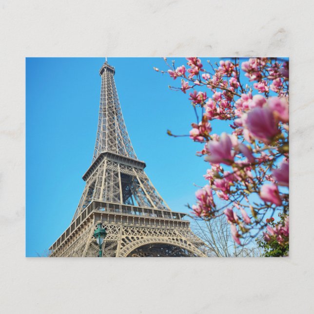 Tour Eiffel, Paris France, Carte postale en fleurs (Devant)