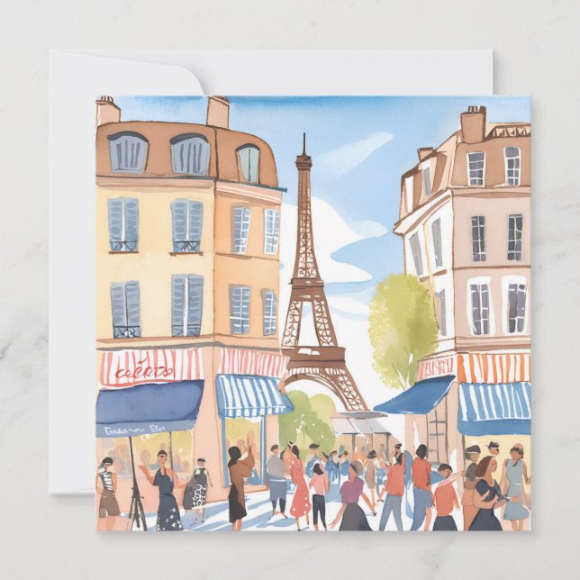Tour Eiffel Paris France | Carte Watercolor (Devant)