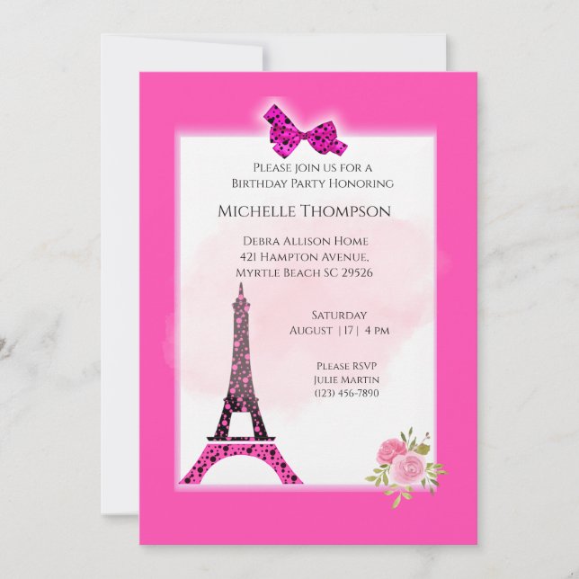 Tour Eiffel Paris Invitations d'anniversaire (Devant)