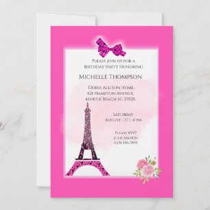 Tour Eiffel Paris Invitations d'anniversaire