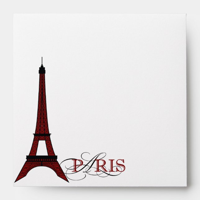 Tour Eiffel Paris Rouge Noir Enveloppe Paris (Devant)
